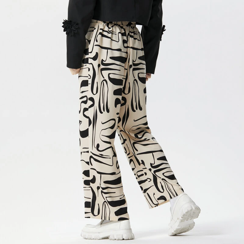 (image for) INCERUN Men Print Pants Casual Fashion Straight Legged Trousers for Men Large Size S-5XL